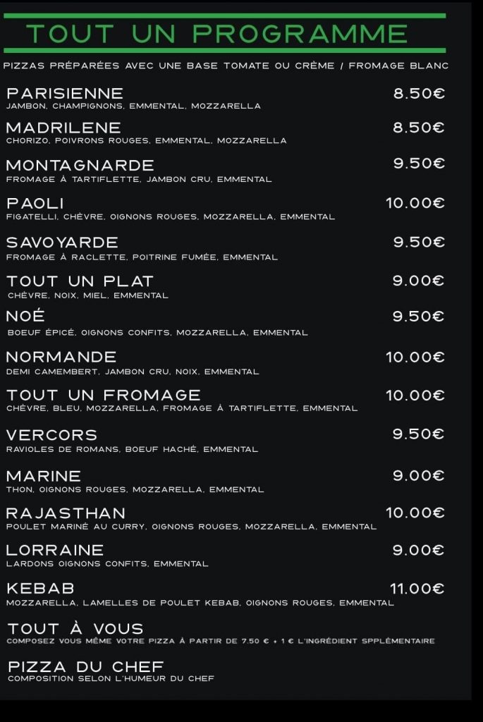 TOUT UN PLAT PIZZA