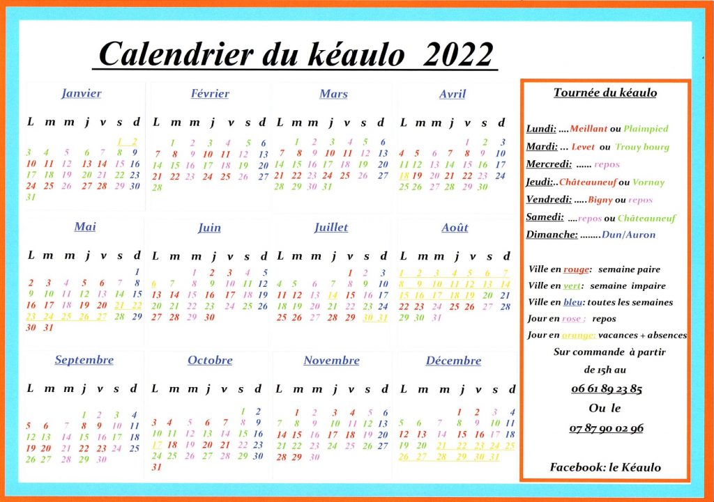 calendrier keaulo kebab 2022