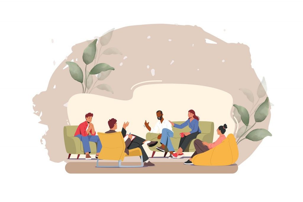 groupe de parole echange personne fauteuil discussion puce