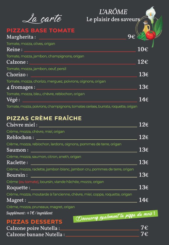 pizza a la carte larome levet chateauneuf lignieres 2023